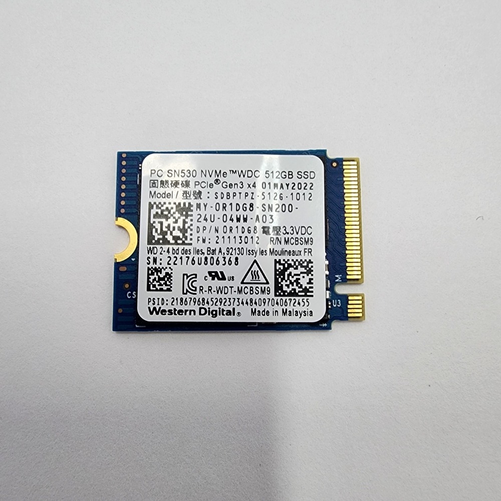 Western Digital PC SN530 512GB NVMe M.2 2230 SSD SDBPTPZ-512G-1012 PCIe Gen3